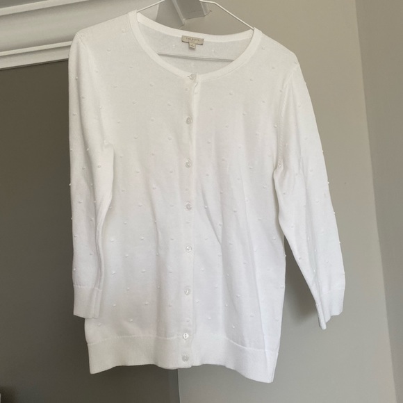 Talbots EUC white polka dot cardigan - Picture 2 of 2